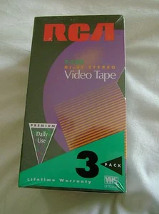 NEW Blank 3 pack Premium RCA T120 Hi Fi Stereo Video Tape VHS 6 Hours SEALED - Picture 1 of 3