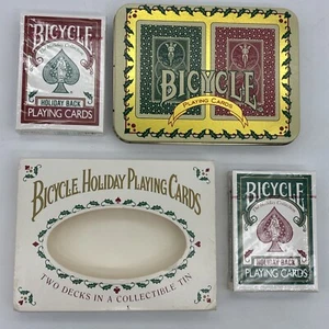 Vintage Bicycle Holiday Playing Cards Set Of 2 Decks Tin Made In England Sealed - Picture 1 of 14