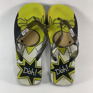 Homer Simpson Doh Sandals Mens Size 11 The Simpsons Yellow Thong Flip Flops - Picture 1 of 7