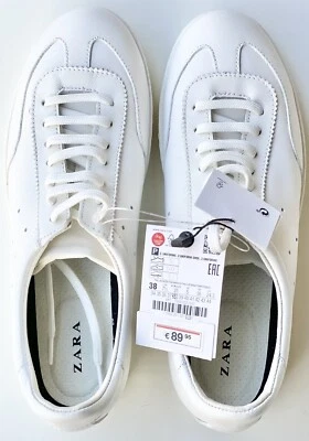 Zapatillas/zapatillas de tenis de cuero uniforme para mujer ZARA 1999/201/001 talla 7,5 Foto 1 de 4