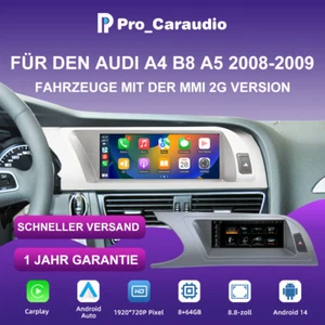 Android14 8.8" Autoradio CarPlay GPS Navi Für AUDI A4 A5 MMI 2G 2008-2009 8+64G - Bild 1 von 13