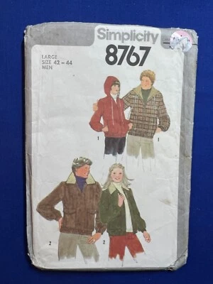 Simplicity Sewing Pattern 8767 Men's Lined Jacket Size Large 42-44 Cut Complete - Image 1 of 3