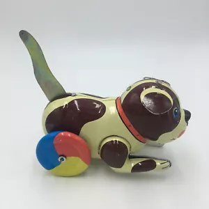 Toy Push and Go Vintage Tin Metal Dog Puppy Mechanical Toy Painted "AS IS" - Picture 1 of 6