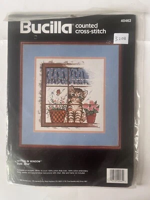 Bucilla Counted Cross Stitch Kit  'Kitten In Window' - Image 1 of 3