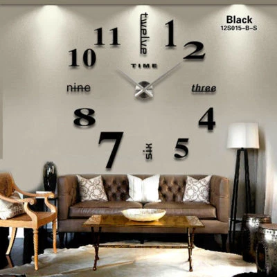 Reloj de Pared Grande Reloj Grande Calcomanía 3D Pegatinas Números Romanos Hágalo Usted Mismo Pared Habitación Moderna Foto 1 de 4