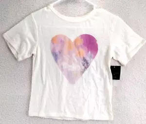 Grayson Threads Girls Short Sleeve Heart Graphic T-shirt Cream S (6-6X) - Picture 1 of 6