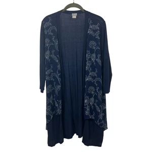 Chico's Open-Front Floral Sz1/Med Cardigan Duster Boho - Picture 1 of 4