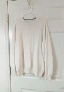 Haggar Herren Medium Langarm Strick Pullover Weiß Opa Style Kuschelig Rundhals - Bild 1 von 7