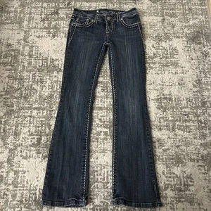 LA Idol USA Embellished Jeans Size 5 / W29 L31.5 Dark Wash Boot Cut Jeans - Picture 1 of 15