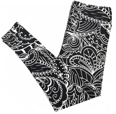 Leggings LuLaRoe Mujer Talla TC2 Negro Blanco Paisley Plantilla Floral Plus 18+ Nuevos con Etiquetas Foto 1 de 3
