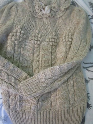 Vtg Mariea Kim Tan Ruffled LS Sweater SZ Medium, Librarian, Secretary, VGUC SEE - Image 1 of 4