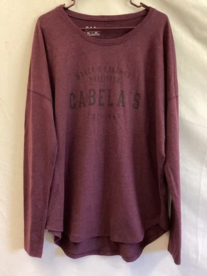Cabelas Granate Manga Larga Jersey Cuello Redondo Top Mujer Talla 2X Foto 1 de 4