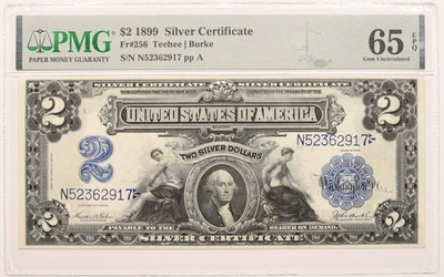 Certificado de plata mini ojo de buey 1899 $2 PMG 65 EQP - Fr. Papel moneda 256 Foto 1 de 2
