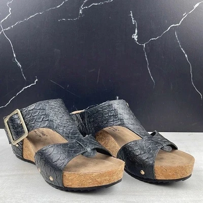 Sandália Walking Cradles Thea Wedge preta tamanho 8,5WW - Imagem 1 de 4