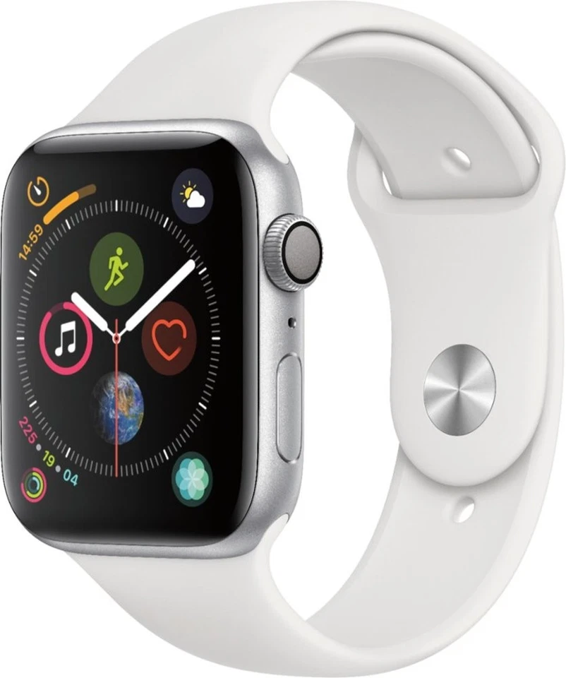 Apple Watch Series 4 GPS com estojo de alumínio prata 44 mm e pulseira esportiva branca - Imagem 1 de 1