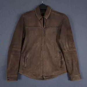 John Varvatos Danny Distressed Lederjacke Herren Small Lammfell Moto Cafe - Bild 1 von 12