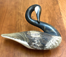 Exceptional Preening Canada Goose Wood Decoy Sculpture By Chris Boone