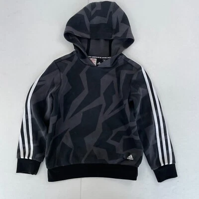 Adidas Sudadera con Capucha 7-8 Años Gris Niños Pullover Sudadera Patrón - Imagen 1 de 4
