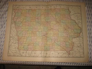 HUGE MASTERPIECE ANTIQUE 1889 IOWA DATED MAP NAMED RAILROAD DAVENPORT SUPERB RAR - Picture 1 of 1