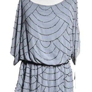 Adrianna Pappell Grey NWT Sequin Dressy Blouse with Empire Waist Size L - Picture 1 of 5