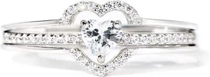 925 Sterling Silver Rings Heart Promise for Her, Stacking Silver Pinky for Women - Picture 1 of 7