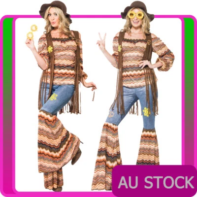 Disfraz Hippie Harmony Hippy para Damas Años 60 Go Go Retro Baile Groovy Disco Foto 1 de 4
