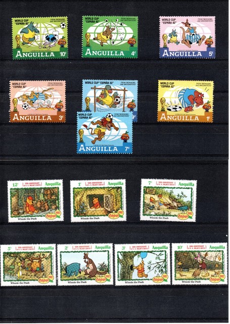 Anguilla Disney Stamps Olympics Los Angeles Decathlon Complete Set MNH VF