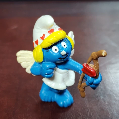 Smurfs Cupid Smurfette Smurf Figure Valentines Day Gift of Love Vintage 1980s Cover