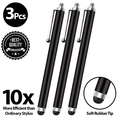 3 X STYLUS PEN SCREEN TOUCH RUBBER TIP CAPACITIVE FOR IPHONE TABLET IPAD SAMSUNG - Image 1 of 4