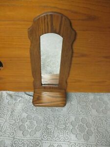 Solid Oak Wood - Mirror with Shelf - Wall Hanging - Handmade
