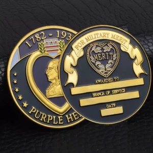 1782-1932 Merits Purple Heart Challenge Coin US Military Medal (SHIPS FROM USA) - Picture 1 of 3