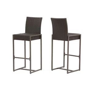 Christopher Knight Home Kelly Outdoor Wicker 30 Inch Barstool Set of 2 Dark - Picture 1 of 9