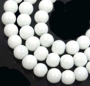 50 Czech Glass Round / Rocaille Beads - Opaque White 6mm - Picture 1 of 2