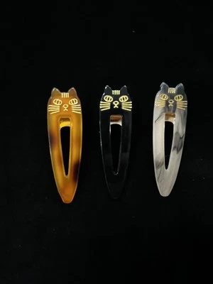 Acrylic Kitty Cat Hair Barrette Clip Lot of 3 - Image 1 of 4