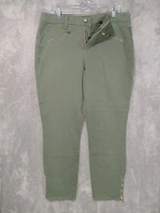 NYDJ Legging Womens 14 Green Jegging Zip Ankle Pockets Stretch High Rise - Picture 1 of 10