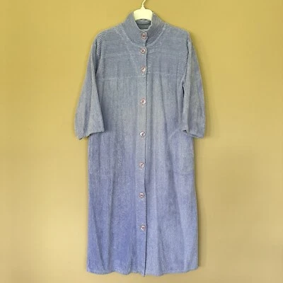 Retro Chenille Robe Pockets Pastel Purple Blue Women Size S Stan Herman Lavender - Image 1 of 4