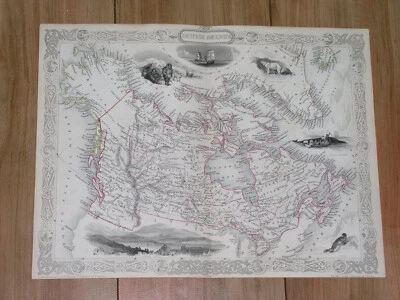 1849 TALLIS RAPKIN MAP BRITISH AMERICA CANADIAN WASHINGTON RUSSIAN ALASKA CANADA - Image 1 of 4