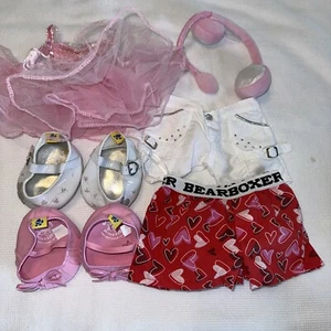 Build A Bear Workshop Girls Pink and White Clothing Outfit Shoes Lot - Picture 1 of 23