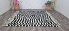 Checkered Moroccan Modern Palace Size Rug Black / White Handmade Berber Carpet