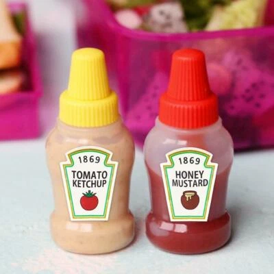 2 piezas / juego mini botella de tomate de 25 ml portátil pequeña salsa ensalada caliente ~ Foto 1 de 4