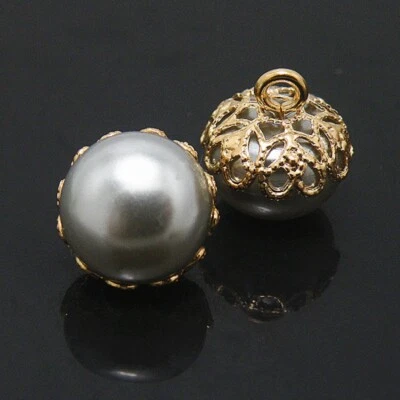 10Pc DIY Full Round Faux Pearl Ball Buttons for Sewing Dress Shirt Buttons Craft - Image 1 of 4