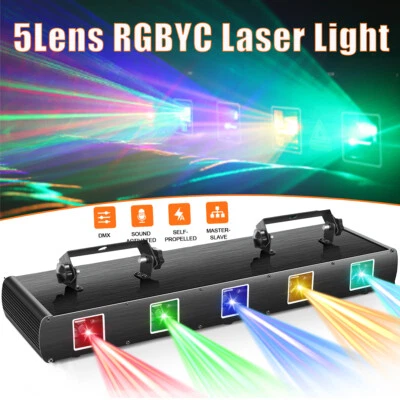 DMX512 Sound-Activated RGBYC 5Lens Laser Stage Light for DJ Parties CE Certified - Image 1 of 4