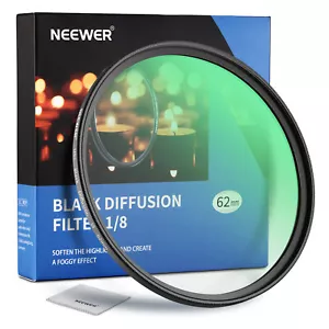 NEEWER 62mm Black Diffusion 1/8 Filter Dreamy Cinematic Effect Camera Ultra Slim - Picture 1 of 8