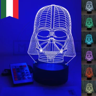 1 Lampada Notturna LED Darth Vader Dart Fener 3D Luce Indiretta Multicolor USB - Immagine 1 di 4