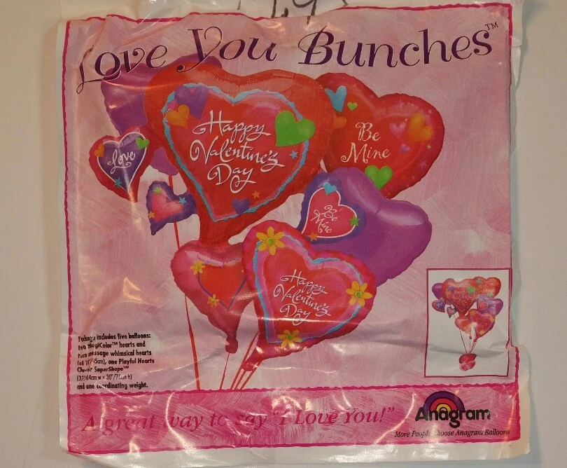 Kit de 6 balões de coração foil Happy Valentines Day, Love, Be Mine NOVO - Imagem 1 de 1