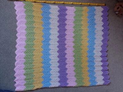 ⭐️Hand crocheted baby's multi colour Warm blanket 40"x37"/car seat/pram/crib 4⭐️ - Image 1 of 2