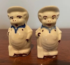 Vintage Shawnee Pottery Farmer Pig Salt and Pepper Shakers USA - Picture 1 of 5