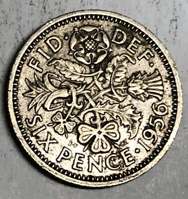# C5167    GREAT BRITAIN     COIN,    SIX PENCE    1956 - Image 1 of 2