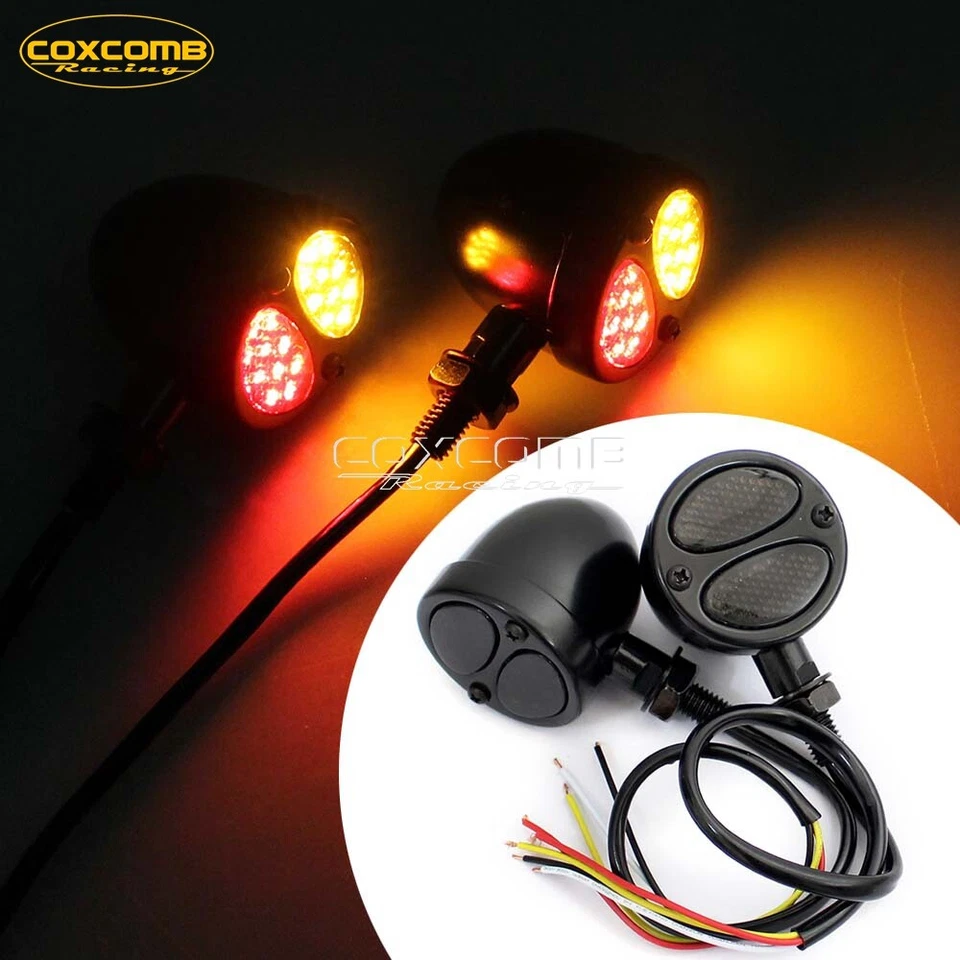 1 par de luces traseras de freno de señal de giro LED de 3"" 1 para Chopper Bobber Café Racer Foto 1 de 4