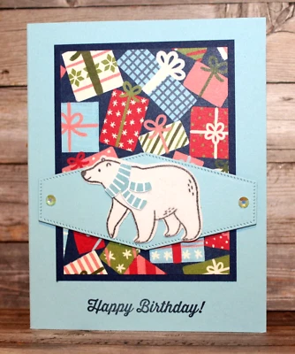 KIT DE TARJETA DE FELICITACIÓN DE CUMPLEAÑOS ~x4 +Env~ Estampado Masculino Oso de Terciopelo Blanco Foto 1 de 2